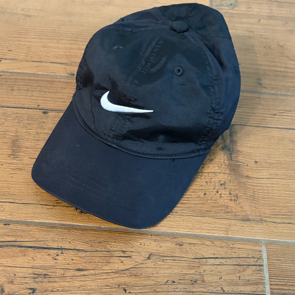 Nike Black Child Baseball Cap with White Swoosh